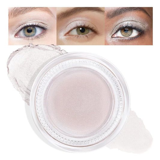 Cream Glitter Pearl Shimmer Metallic Eyeshadow Palette Makeup, Natural Single Mini Instant Holographic Eyeshadow For Women, Sombras Crema Para Ojos, Talc, Paraben & Cruelty Free, 18-BrightBean Baby