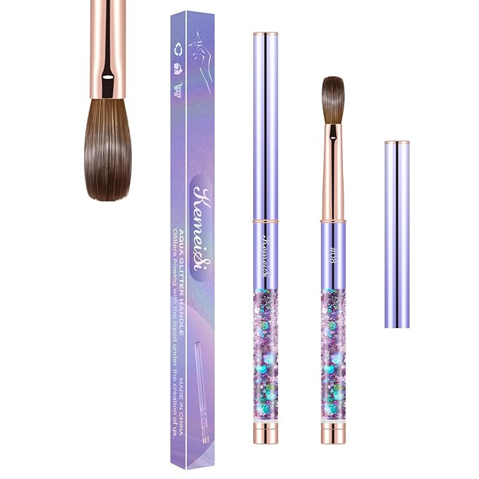 Acrylic Nail Brush Size #08, KEMEISI 100% Pure Kolinsky Nail Art Brushes Sturdy Handle Oval Shaped Acrylic Powder Nail Design Tools for Professional Manicure DIY Home Salon (Purple)-BrightBean Baby