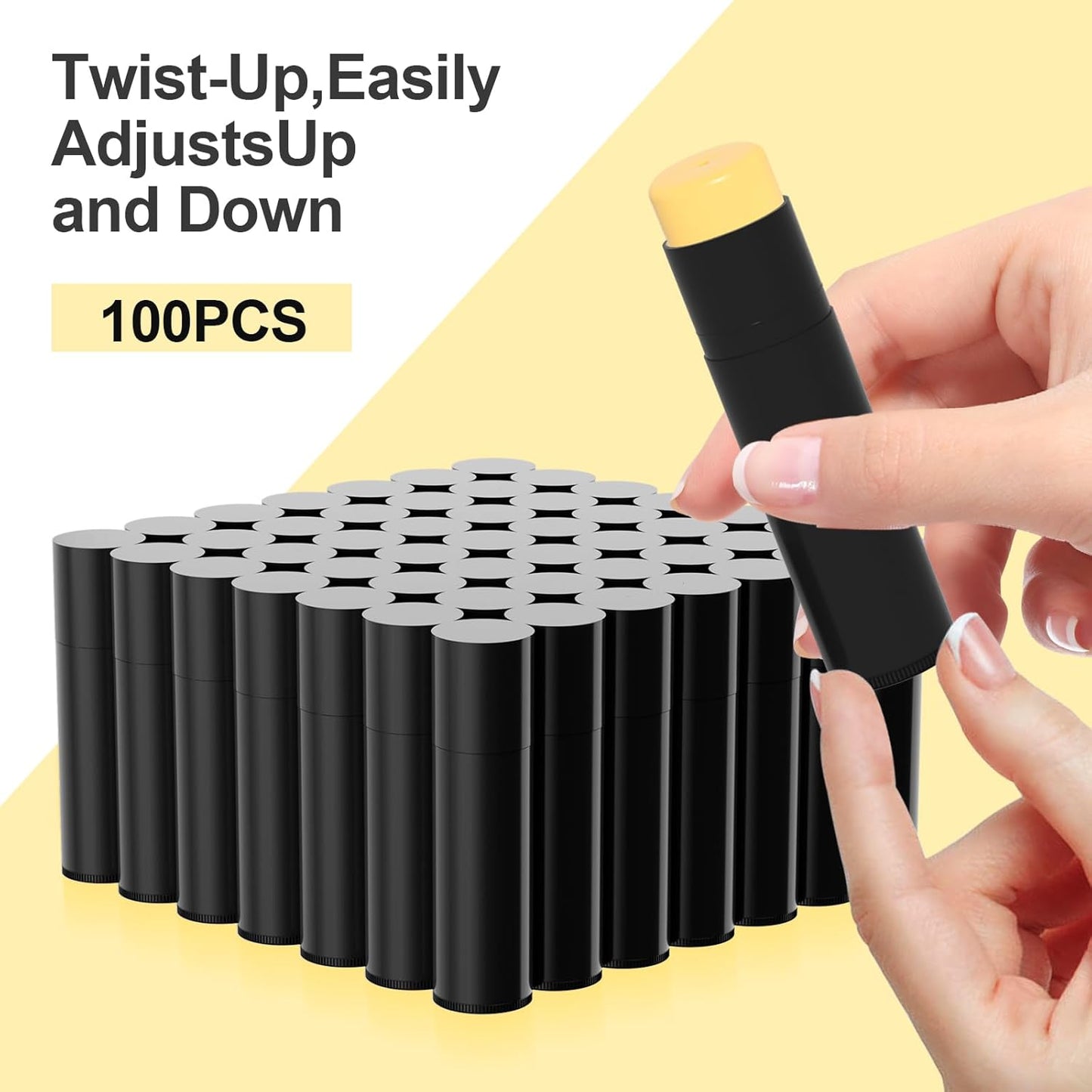 Empty Lip Balm Tubes for DIY Lipstick with Leak-proof Caps, 100-Pack Lip Balm Containers BPA Free, Black-BrightBean Baby