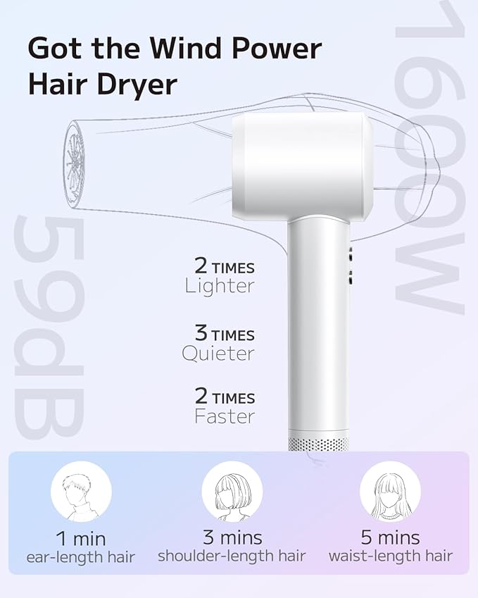 Hair Dryer, Ionic High-Speed Blow Dryer for Fast Drying with Brushless Motor, Portable Professional Hair Dryers with Magnetic Concentrator, Quiet Compact Hairdryer for Women & Men, Travel/Home/Salon-BrightBean Baby