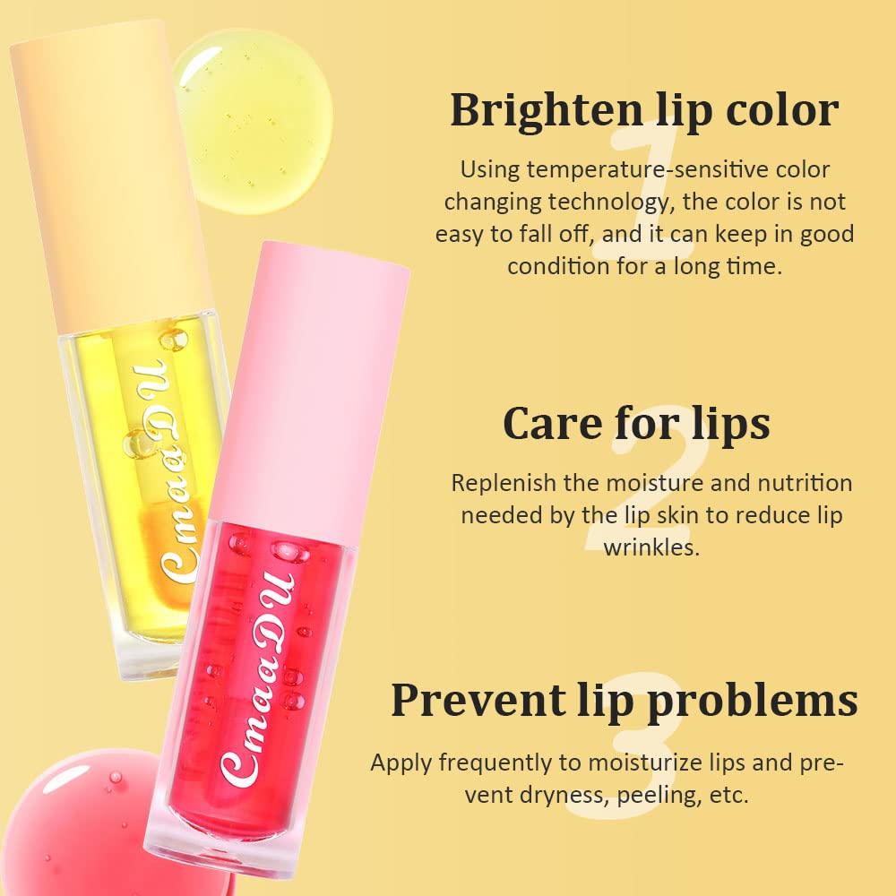 evpct 6Pcs Mini Clear Color Change Changing PH Tinted Lip Gloss Sets for Women, Lip Oil Gloss Balm Tint Stain Glaze Pack Hydrating Moisturizer Lipstick Magic labiales magicos 0.071fl.oz *6-BrightBean Baby