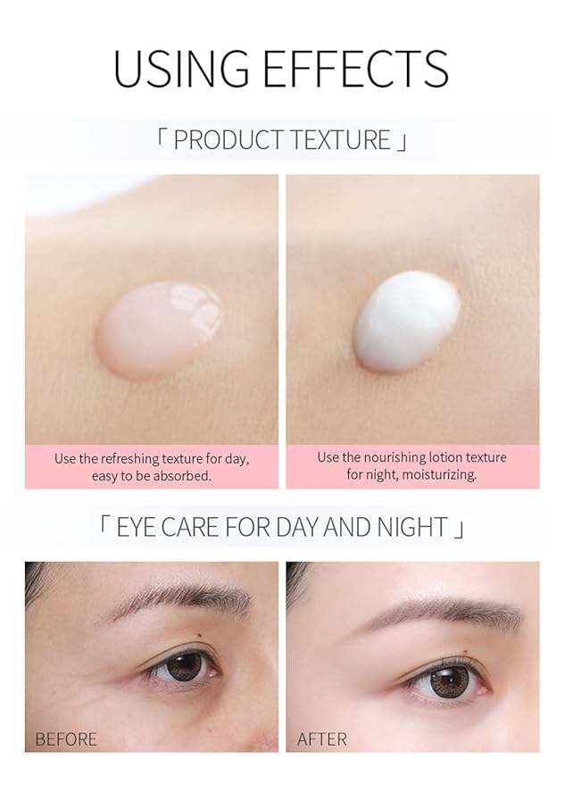 Rose Essential Oil Day and Night Eye Cream, Eye Cream for Dark Circles & Puffiness, Moisturizing Hydrating Fade Fine Lines Eye Bags Removal Dark Circles Firming Eye Skin For Women, Gift for Travel-BrightBean Baby