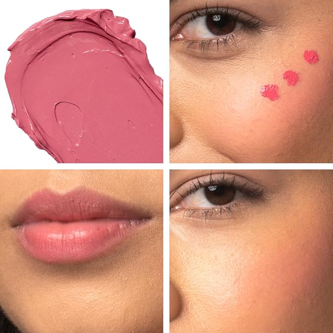 Palladio Liquid Blush for Cheeks & Lips 2-in-1 Makeup Face Blush, Weightless Cream Formula, Smudge Proof Long-Wearing Pigmented Blush, Natural Look Makeup Face Blushes, Dewy Finish, Cool Pink-BrightBean Baby