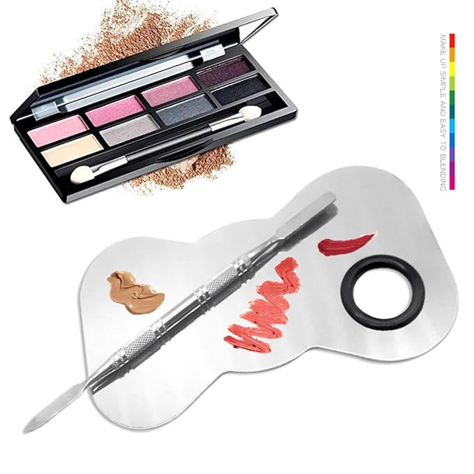 2 Pack Professional Makeup Palette, 2 Types Pro Lady Stainless Steel Cosmetic Artist Spatula with Spatula Tool for Mixing Foundation-BrightBean Baby