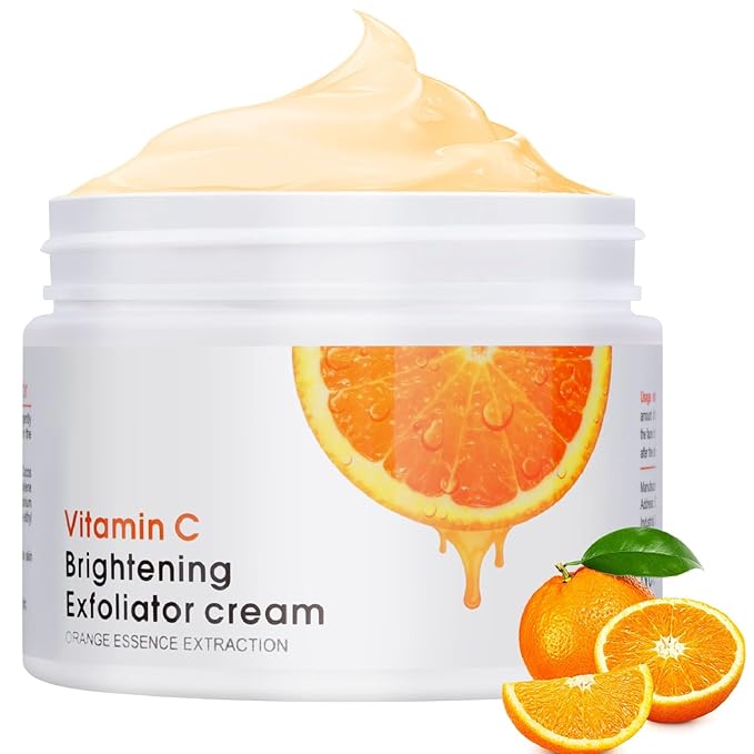 Vitamin C Face Scrub Face Exfoliator Cream Brightening Facial Scrub Exfoliating Facial Wash Microdermabrasion Facial Scrub, Gently Exfoliate Dirt and Dead Skin Cells, Improve Dark Spot, 140g/5oz-BrightBean Baby