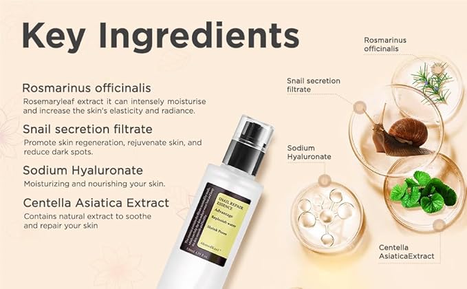 Snail Mucin Power Essence 4.39 fl.oz 130ml, Korean Skincare Snail Mucin Serum for Dry Sensitive Skin, Moisturizing with 96.3% Snail Secretion Filtrate-BrightBean Baby