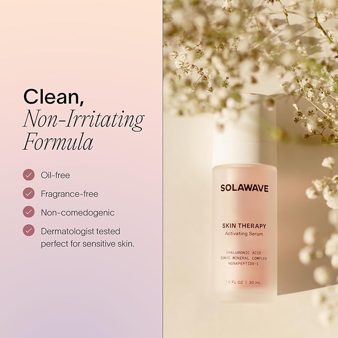 Solawave Wand Skin Therapy Activating Serum | Hyaluronic Acid and Peptides | Enhance Skincare Device Results | Hydrating Microcurrent Galvanic Current | Wrinkle Smoothing-BrightBean Baby