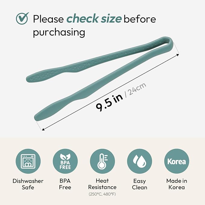 carrotez Silicone Tongs for Cooking, Anti-Slip,Non-Scratch Kitchen Tongs 9.5 inch Silicone Tongs 1Pack - Green