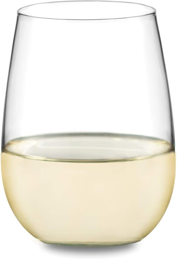 Libbey Stemless 12-Piece Wine Glass Party Set for Red and White Wines