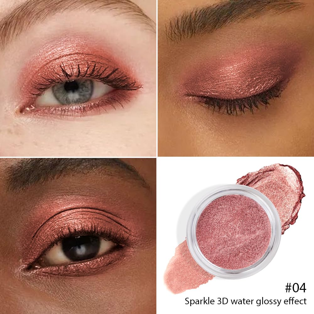 Cream Glitter Brownish Red Shimmer Metallic Eyeshadow Palette Makeup, Natural Single Mini Instant Holographic Eyeshadow For Older Women, Sombras Crema Para Ojos, Talc, Paraben & Cruelty Free-BrightBean Baby