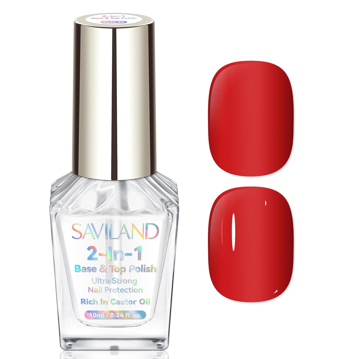 SAVILAND Clear Nail Polish Base Top Coat: 2 in 1 Quick Dry Nail Polish Long Lasting Fingernail Toe Polish Color Protection Resists Smudging, Chipping and Fading Shine Finish Polish Salon Home Nail Art-BrightBean Baby