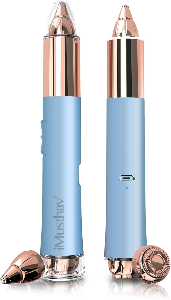 2 in 1 Flawless Eyebrow and Facial Hair Remover for Women Painless Electric Razor Epilator Trimmer Shaver with 18K Gold-Plated, USB Rechargeable, 360° LED for Eyebrow and Face Hair Removal-BrightBean Baby