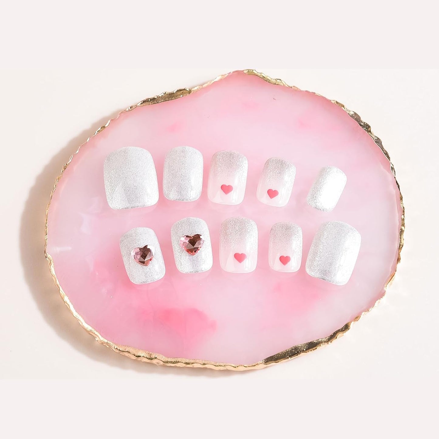 2 Pcs Resin Nail Palette Nail Polish Palette Nail Art Palette with Stainless Stirring Rod (Gray and Pink)-BrightBean Baby