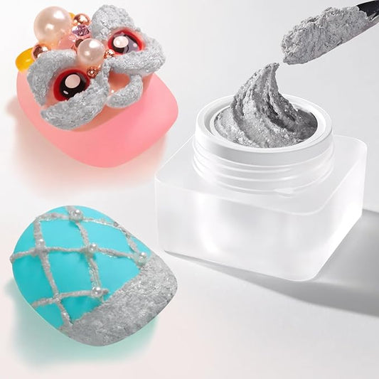 Double Rhythm 3D Nail Gel Solid Sculpting Gel for Nail Art Non-Sticky Hard Gel for Building Carving Molding Nail Extension Soak Off UV/LED Salon Home DIY 0.5 Oz (Gypsum Silver Gray)-BrightBean Baby