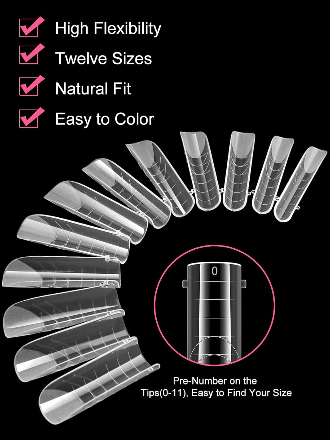 EBANKU 288Pcs Matte Dual Nail Forms, Clear Poly Gel Nail Molds Square Full Cover Coffin Nail Tips Extension Forms for Gel Manicure Nail Art Design Salon&DIY-12 Sizes-BrightBean Baby