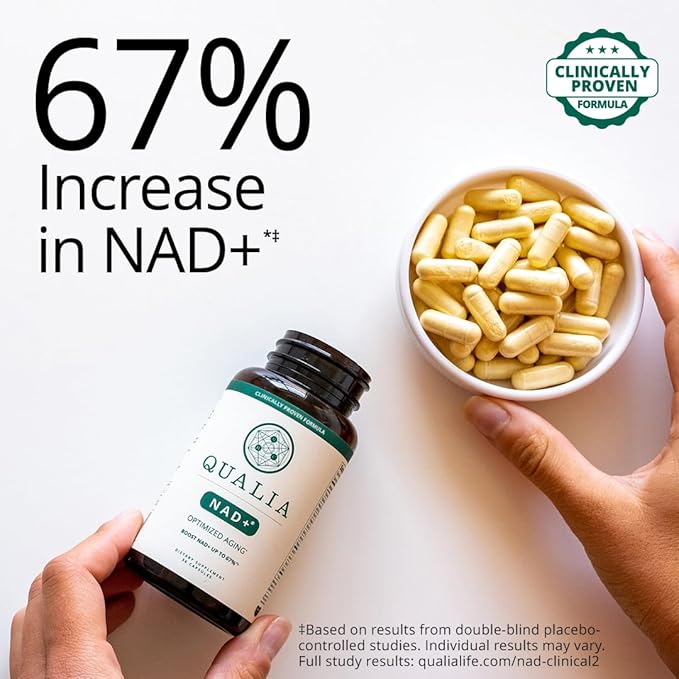 Qualia NAD Supplement — Clinically Proven to Boost NAD+ up to 67%. Optimized Aging, Energy, Focus. Elite NAD+ Booster Ingredients Nicotinamide Riboside (NIAGEN), Niacin, Niacinamide (1 Month Supply)-BrightBean Baby