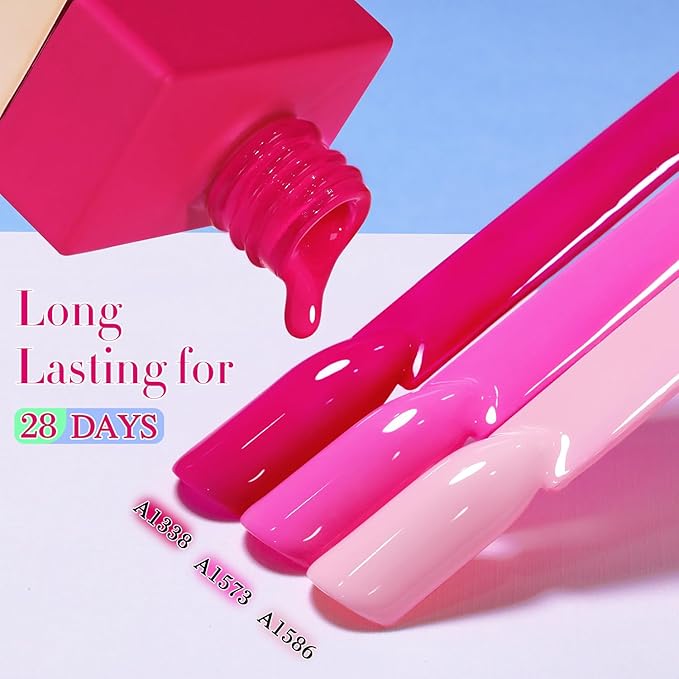 Double Rhythm 6 Pcs 15 ML Gel Polish Set Same Color Same Bottle Soak Off Gel Polish Kit Nail Art Manicure Salon DIY at Home for Women (Bright Neon Light Pink Purple-T6-13)-BrightBean Baby