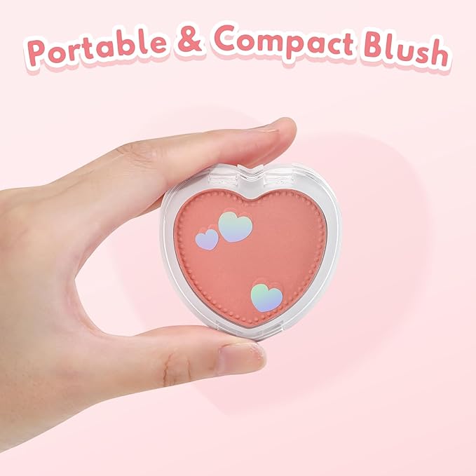 Boobeen Powder Blush Matte Pressed Blush Palette, Highly Pigmented Cream Pink Blusher for Cheeks, Blusher Compact Powder Makeup Lightweight Easily Blends, Single Color Rouge Powder-BrightBean Baby