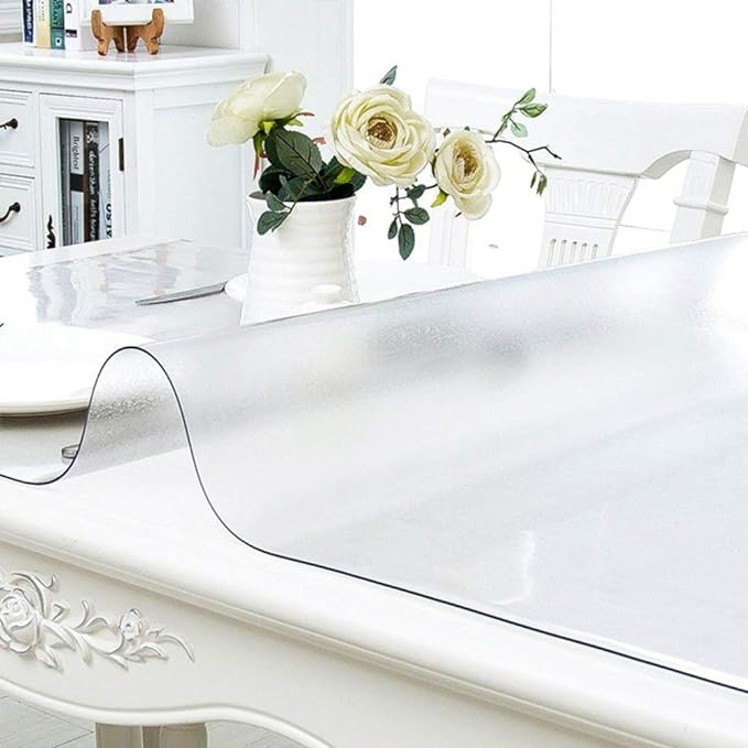 NECAUX Custom 24 x 56 Inch Frosted Table Cover Protector, 1.5mm Thick Plastic Water Resistent Heavy Duty Desk Pad Mat Non-Slip Tablecloth Protector for Coffee Table, Sofa Table, Media Stand
