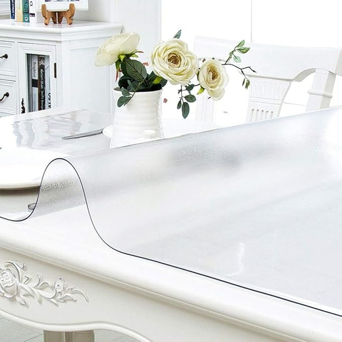 NECAUX Custom Multisize 1.5mm Thick Frosted PVC Table Cover Protector - 42 x 42 Inch Waterproof PVC Table Protector Square Vinyl Non-Slip Desk Pad Mat