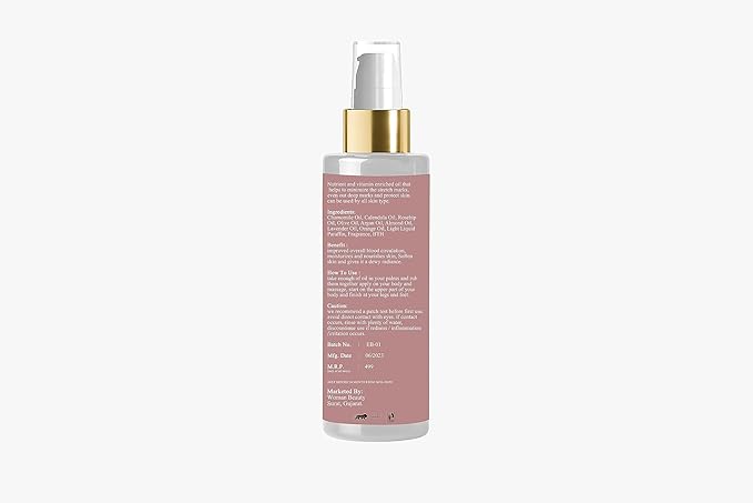 Stretch Care Oil to Minimize Stretch Marks & Even Out Skin Tone with Rosehip Calendula & Sea Buckthorn Oils No Parabens, Silicones, Mineral Oil-BrightBean Baby