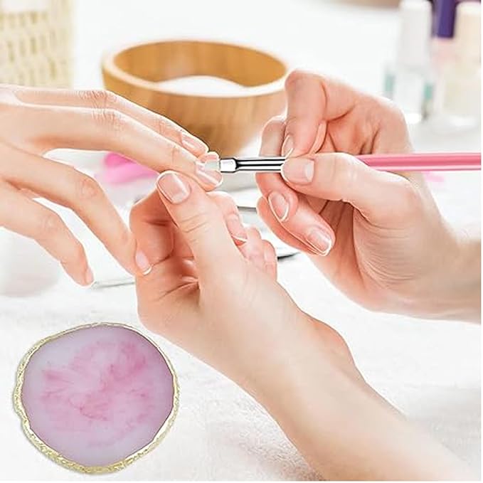 Nail Art Tools 22-piece Set, Resin Nail Art Palette, 2-way Acrylic Silicone Engraving Pen Dotting Pen Tools Nail Art Kit for Nail Art DIY Home Salon Makeup Display Board, pink-BrightBean Baby