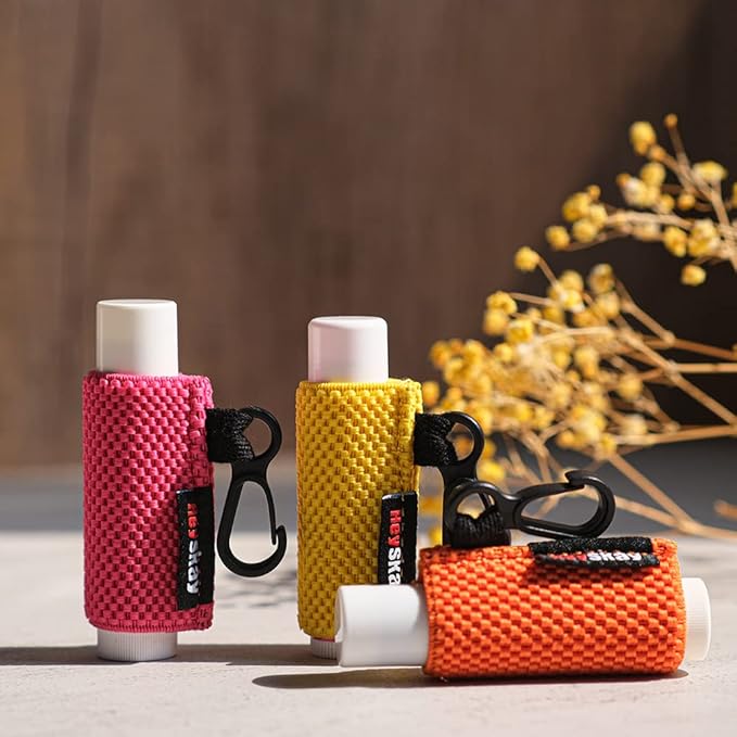 5PCS Lip Balm Holder Lipstick Sleeves Keychain Lip Gloss Holder Keychain Chapstick Elastic Sleeves(Black x5)-BrightBean Baby