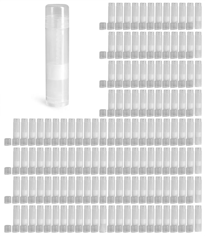 144 Natural Plastic Empty Lip Balm Tubes with Natural Friction Fit Caps by SKS Bottle & Packaging, 0.15 oz tubes - Bulk Lip Balm Containers for DIY Lip Care, Lip Balm Making, and Lip Balm Crafting-BrightBean Baby
