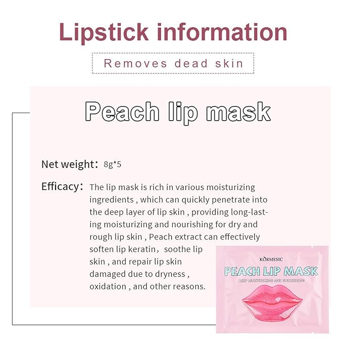 4 In 1 Peach Lip Care Kit With Lip Exfoliator Scrub And Moisturizer, Peach Scrub Bubble, Hydrating Lip Mask, Lip Scrubs Gentle Exfoliating, Instant Moisturizing, Lip Balm Hydrating For Very Dry Lips-BrightBean Baby