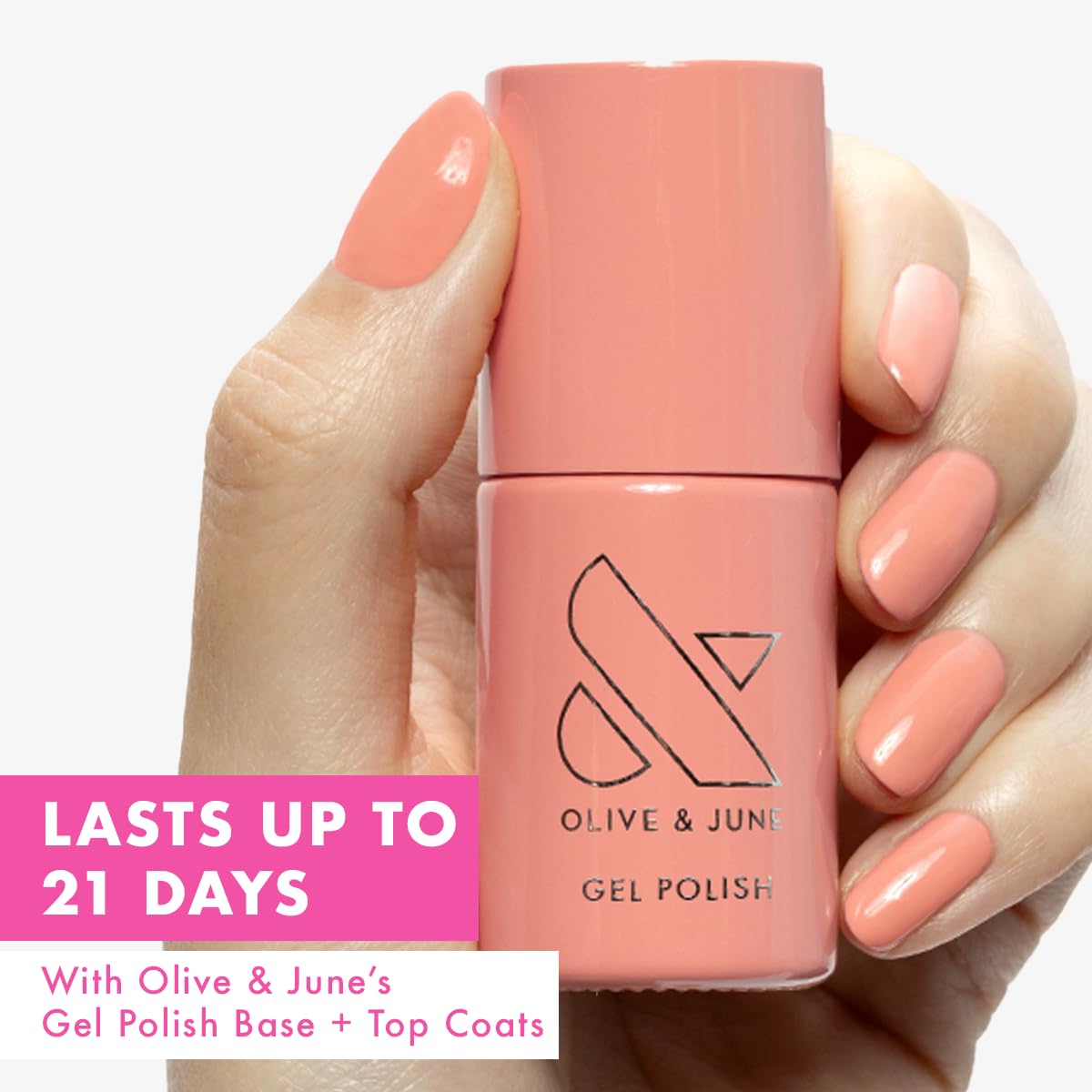 Olive & June Gel Polish | UV LED Nail Lamp Needed | Long Lasting Formula | Up to 21 Days of Wear | Damage-Free Removal | Salon-Quality Manicure, Pedicure at Home | CS | Coral-BrightBean Baby