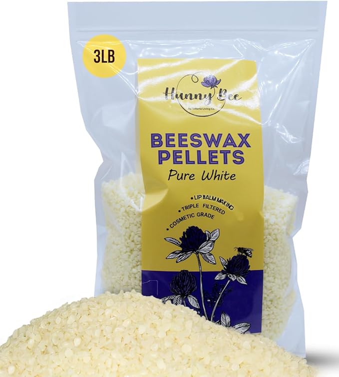 HUNNYBEE Beeswax Pellets 3LB, 100% Pure Bees Wax for DIY Candles, Skin, Body Cream, Face, and Hair Care, Lotions Deodorant, Lip Balm and Soap Making (Pure White, 3 lbs)-BrightBean Baby