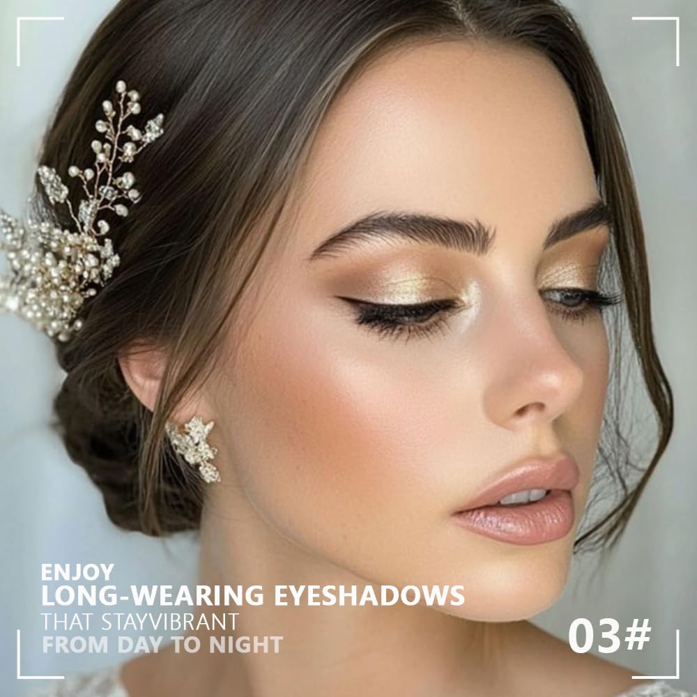 Monochrome Powder Eyeshadow Palette Makeup,Champagne Natural Neutral Single Shimmer Eye Shadow for Older Women,Sparkly Eye Finish,Long Lasting Naturing-Looking-BrightBean Baby