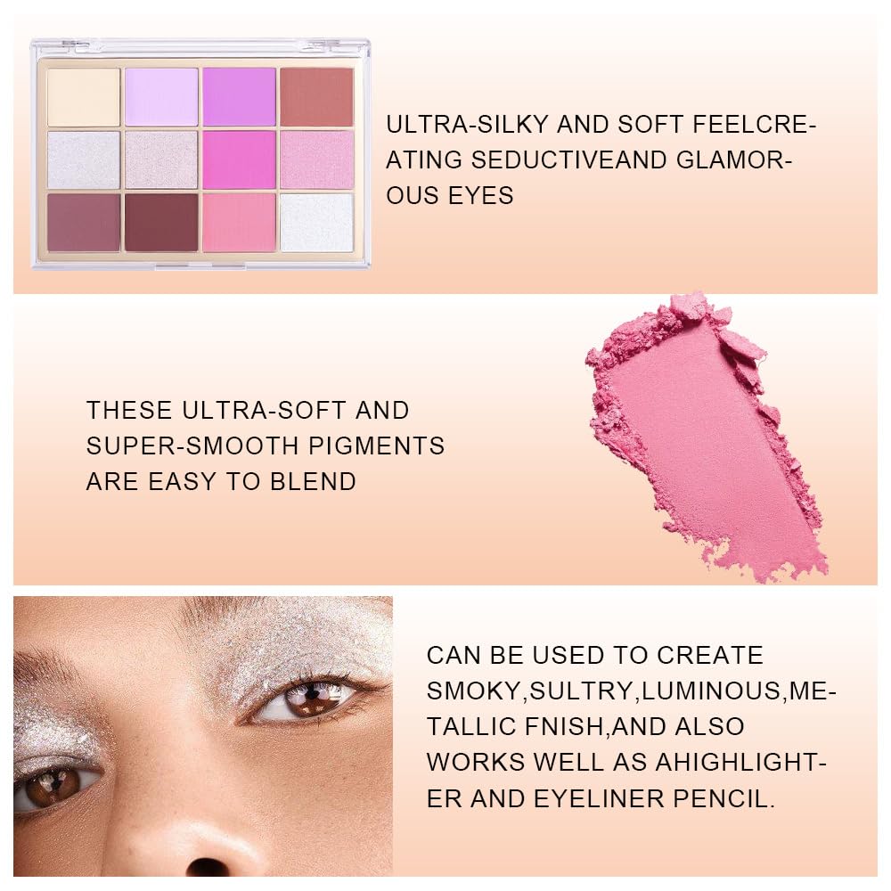 Silver Purple Mauve Eyeshadow Palette,Natural Neutral Warm Cream Light Colors Eyeshadow Palette,Eye Shadow Palette Long Lasting Naturing-Looking Make Up Pallets for Women,Vegan-BrightBean Baby