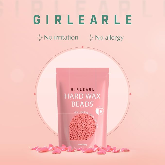 Hard Wax Beads, 1lb Wax Beans for Hair Removal Sensitive Skin with Rose Formula, Perfect for Full Body, Facial, Brazilian Bikini, and Legs at Home Wax Refill for Women Men (pink)-BrightBean Baby