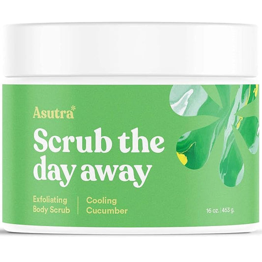 ASUTRA Dead Sea Salt Essential Oil Body Scrub Exfoliator (Cooling Cucumber), 16 oz - Ultra Hydrating, Gentle, & Moisturizing - Coconut, Cucumber, and Peppermint Oils-BrightBean Baby