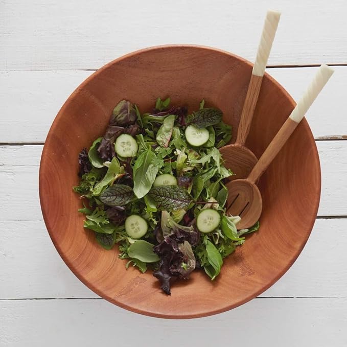 Dining & Entertaining, Wood Bowl, Serve Salad or Pasta, Countertop Fruit Bowl, Family Dinner, Party, Holidays, Thaksgiving, Handcarved, Rustic, Mahogany, Varies Beige to Brown, Jumbo 18" Wide