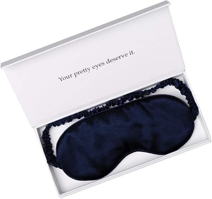 Silk Sleep Mask Light Blocking Luxury 100% Mulberry 19mm Silk Eye Mask Eye Cover Blindfold Ultra Soft Light & Comfy Anti Aging Skin Care with Travel Bag Gift Package-BrightBean Baby