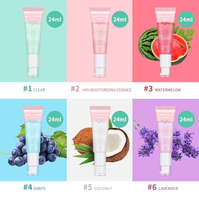 AKARY Gel-Based & Hydrating Face Primer For Smoothing Skin & Gripping Makeup With Hyaluronic Acid, Long-Wear Foundation Face Primer for Oil Control, Pores Fine Lines Minimizer, 0.81 Fl Oz, 01 Clear-BrightBean Baby