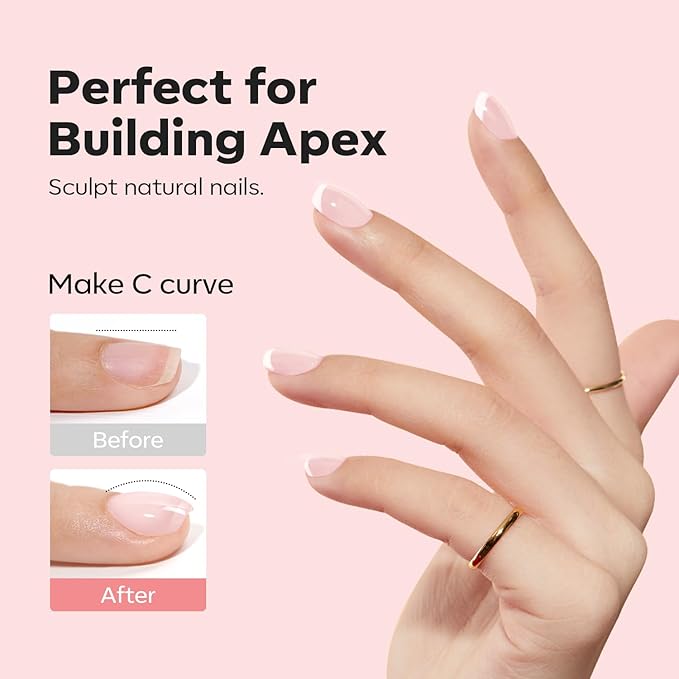 modelones Builder Nail Gel, 8-in-One Barely Pink Builder, Sheer Pink Rubber Base Gel Polish, LED Lamp Cured Color Base Hardener Strengthener Apex Building Extension for Girls DIY Salon Home-BrightBean Baby