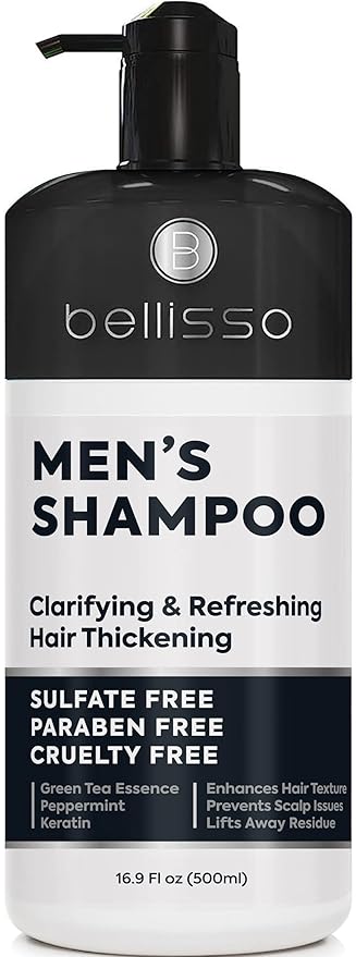 Shampoo for Men - Tea Tree Oil and Peppermint - Sulfate Free, Paraben Free - Clarifying, Refreshing, Volumizing & Moisturizing Hair Thickening Formula - Ideal for Oily Hair, Dry Scalps and Build Up-BrightBean Baby