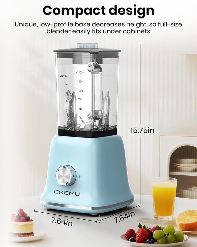 Professional Glass Blender for Smoothies - 58 Oz Jar 750W B02 Blue