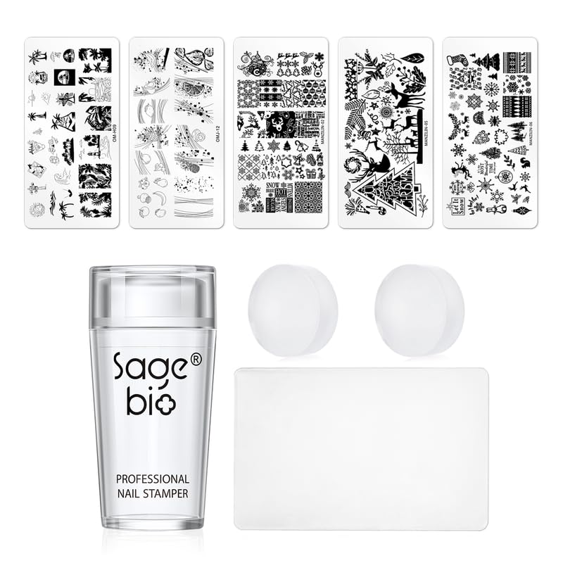 8PCS Nail Art Stamper Clear Silicone Nails Stamping Jelly with Scraper Transparent Visible Body DIY Manicure Nail Art Tool M-BrightBean Baby