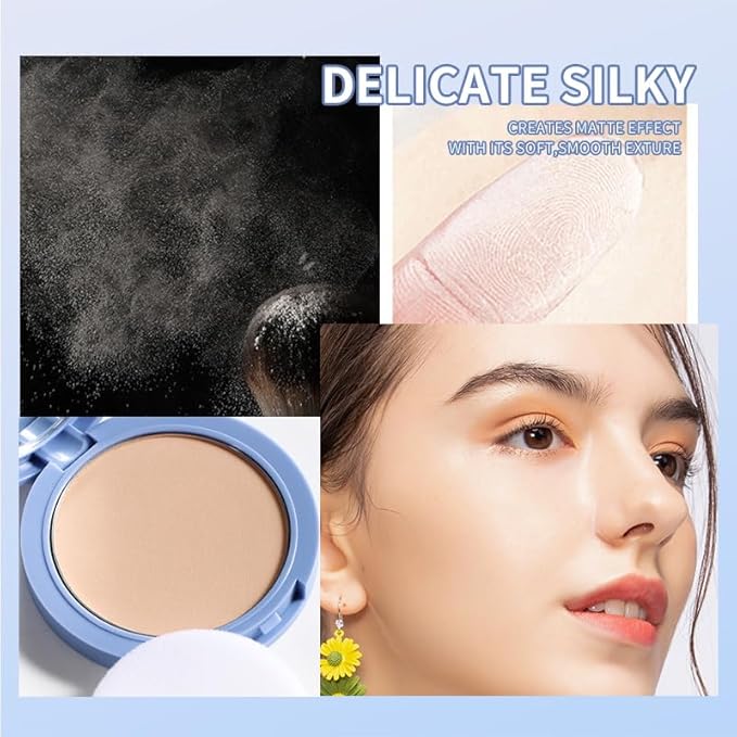 Oil Control Face Pressed Powder, Matte and Smooth Translucent Powder Setting Powder Makeup, Waterproof Long Lasting Finishing Face Powder, Cruelty-free, 0.35Oz (03 Dark)-BrightBean Baby