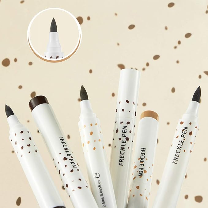 2 Pcs Freckle Pen Set, Natural Lifelike Fake Freckles Makeup Pen Magic Brown Color Freckles Makeup Tool Long-Lasting Waterproof Dot Spot Pen for Effortless Sunkissed Makeup (Dark Brown)-BrightBean Baby