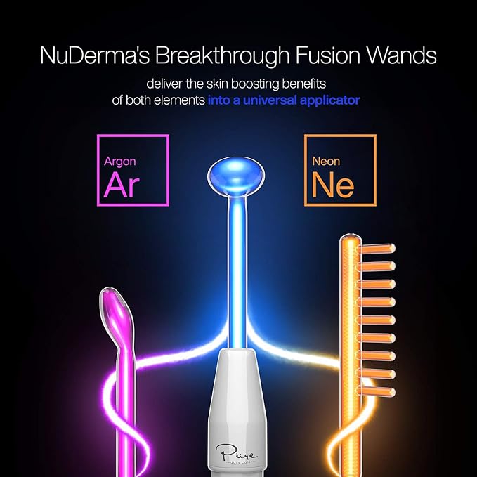 NuDerma Clinical Skin Therapy Wand - Portable Skin Therapy Machine w 6 Fusion Neon + Argon Wands – Anti Aging - Clarifying - Skin Tightening & Radiance - Wrinkle Reducing-BrightBean Baby