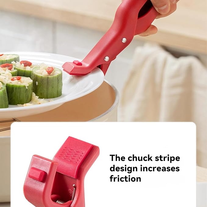 Hot Plate Grippers, Hot Plate Gripper Lifters Tongs, Multi-function Anti-Scald Bowl Clip, Silicone Non-slip Hot Dish Plate Holder, Kitchen Utensil for Bowls,Pans,Dishes (Red-2pcs)
