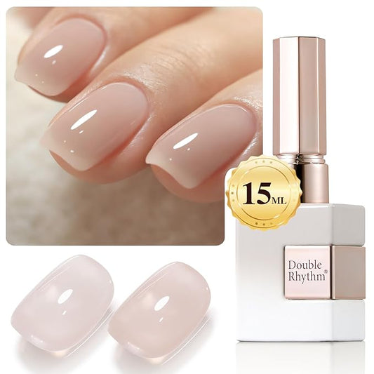 Double Rhythm 0.5Oz Translucent Gel Polish Sheer Neutral Natural Light Milky Same Color Same Bottle 15ML Jelly Gel Polish Art DIY at Home (Nude Beige-A1417)-BrightBean Baby