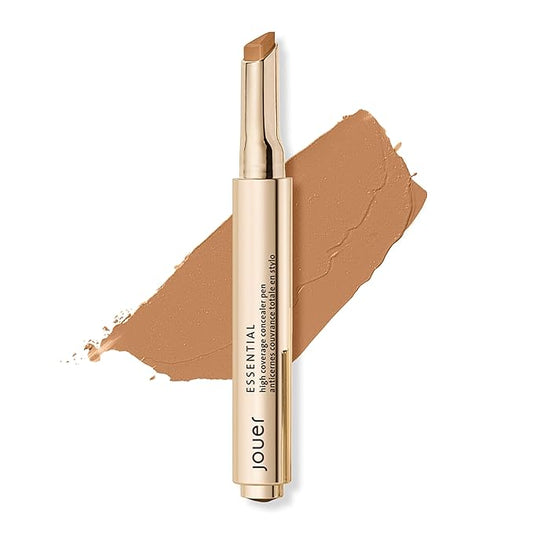 Jouer Essential High Coverage Concealer Pen - Under Eye Concealer for Dark Circles - Brightening Makeup for Eye Circles - Color Corrector Eye Primer with Hyaluronic Acid and Vitamin E-BrightBean Baby