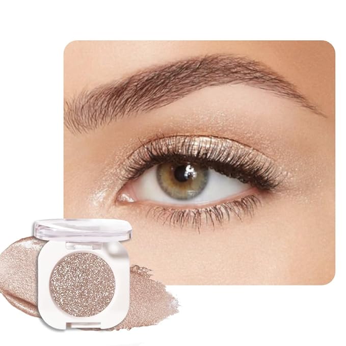 Nude Brown Single Glitter Eyeshadow Makeup, Neutral Powde Eye Shadow for Women, Nude Shimmer Singles Eyeshadow Palette Pigmented Waterproof, sombras para ojos, Girls Monochrome Eyeshadows Gift-BrightBean Baby