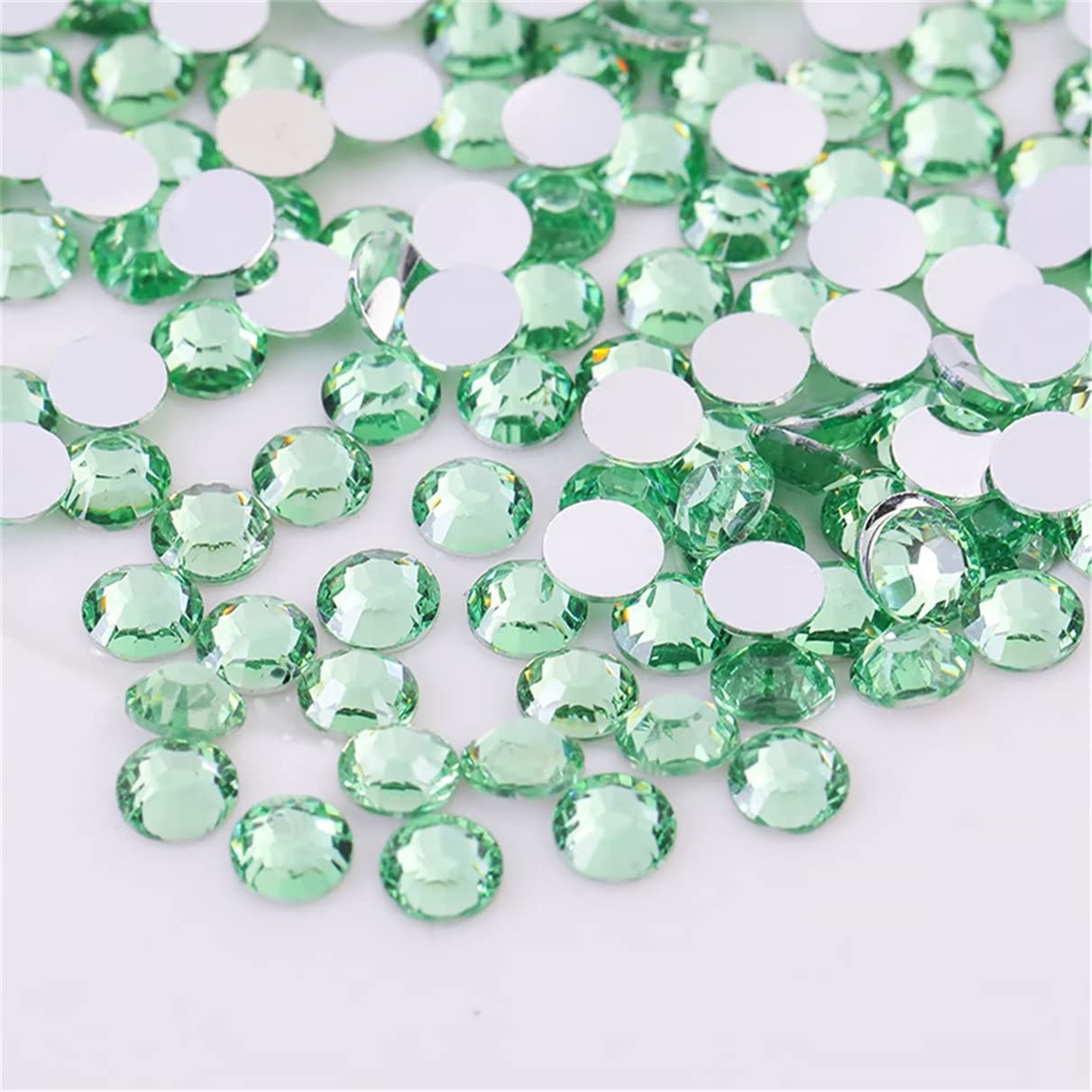 1000 Pieces SS20 5mm Flatback Rhinestones Clear Glass Round Gems Crystals for Nail Art DIY Crafts Clothes Shoes Bags （Light Green）-BrightBean Baby